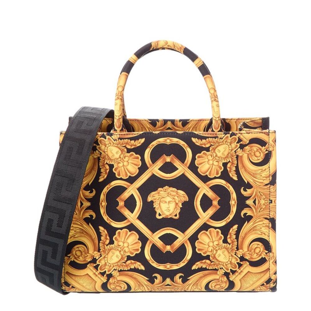 Versace Printed Canvas & Leather Tote